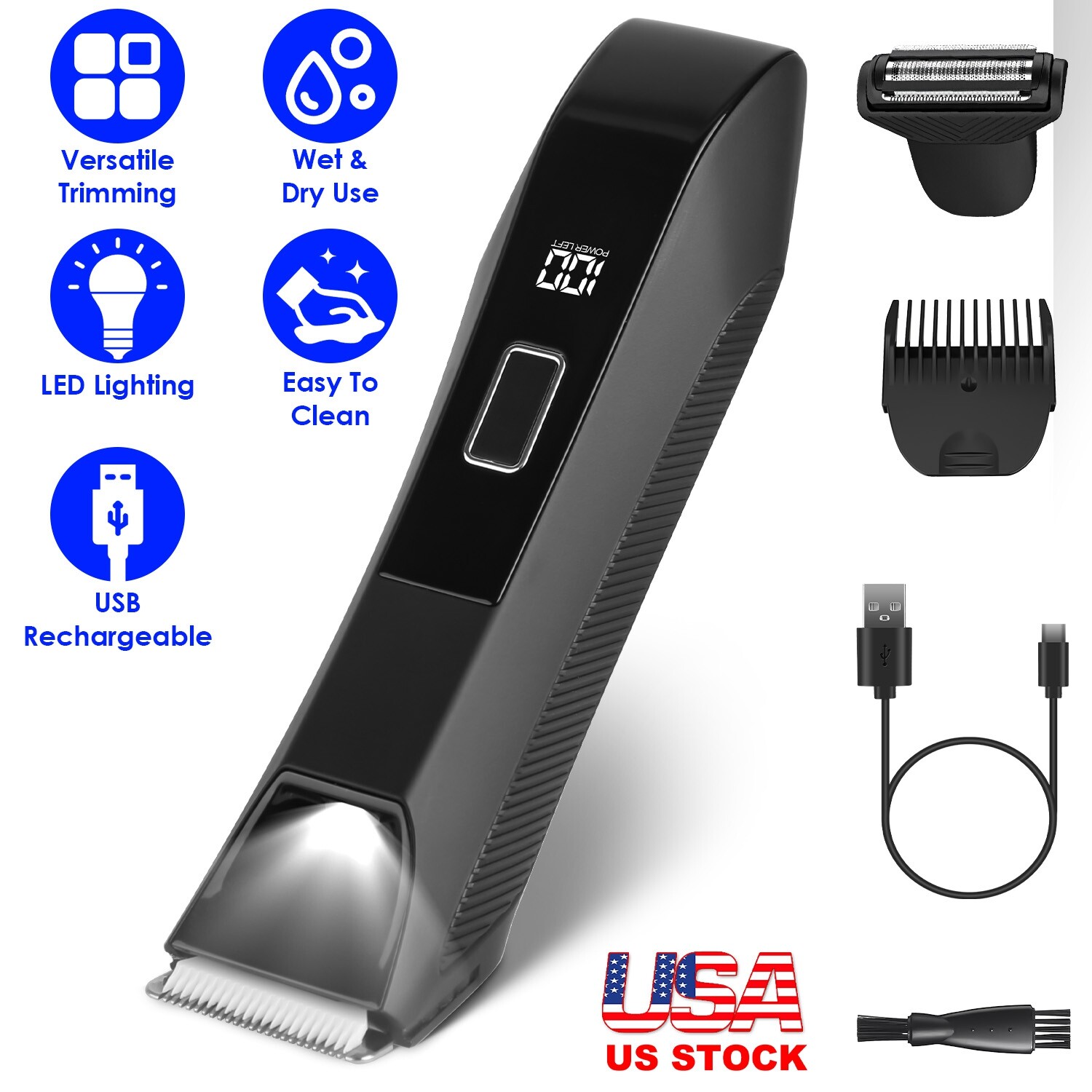 Beard Trimmer Waterproof Body Hair Grooming Kit For Men