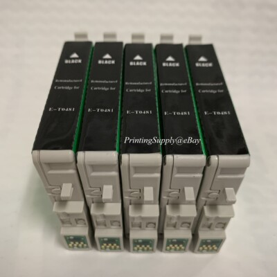 5PK BK Ink For Epson 48 T0481 Stylus Photo R300 R320 R340 R200 R220 ...