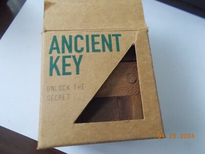 Ancient Key Wooden 2-5/8'' Cube Puzzle, Made in Thailand, Solution Included