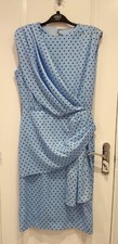 SALE New Ladies Tendency Blue Black Polka Dot Occasion Dress Medium UK 12 Gift