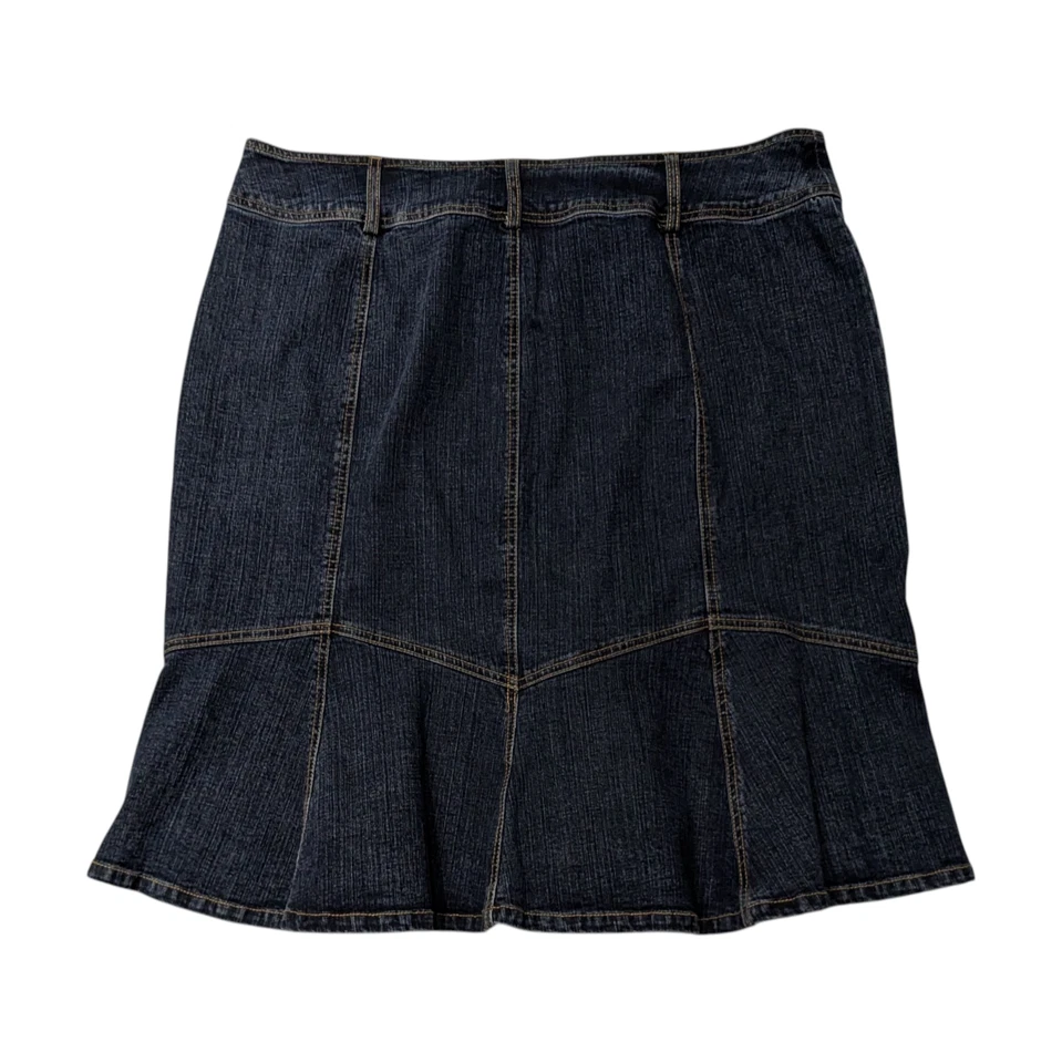 Винтажный Y2K расклешенный кромки джинсовой ткани юбка плюс размер 22 Вт (40 x 26) длина до колена синий Jean - Изображение 2 из 4