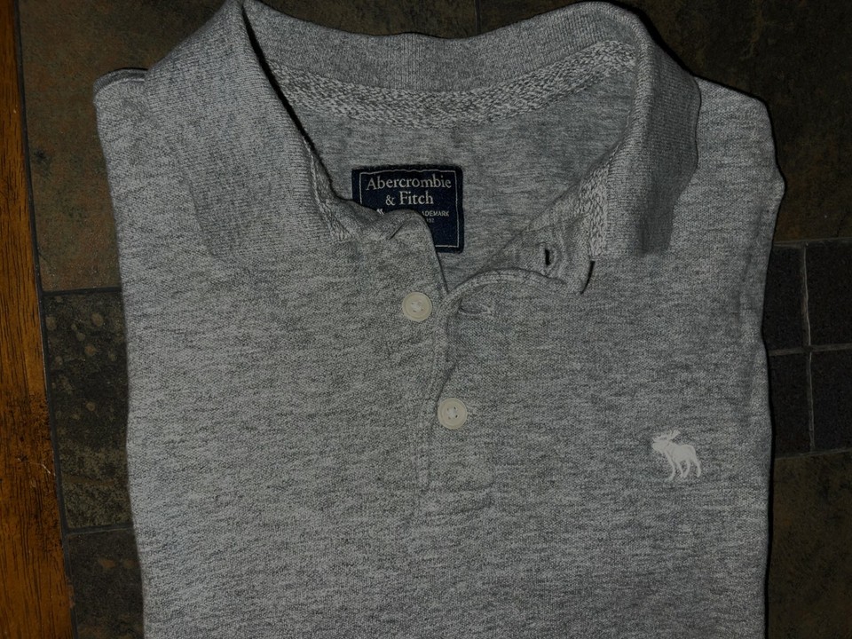mens-abercrombie-fitch-short-sleeve-gray-polo-shirt-size-xs-euc-ebay