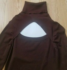 Derek Heart Brown Sweater Dress Turtle Neck w/ Cut Out Size M