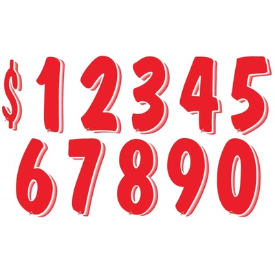 7 1/2 Inch Red on White Numbers Windshield Pricing Stickers Car Dealer ...