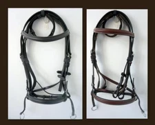 Black/ Brown FULL English Bitless Bridle Web Reins Training Convenience & Ease!