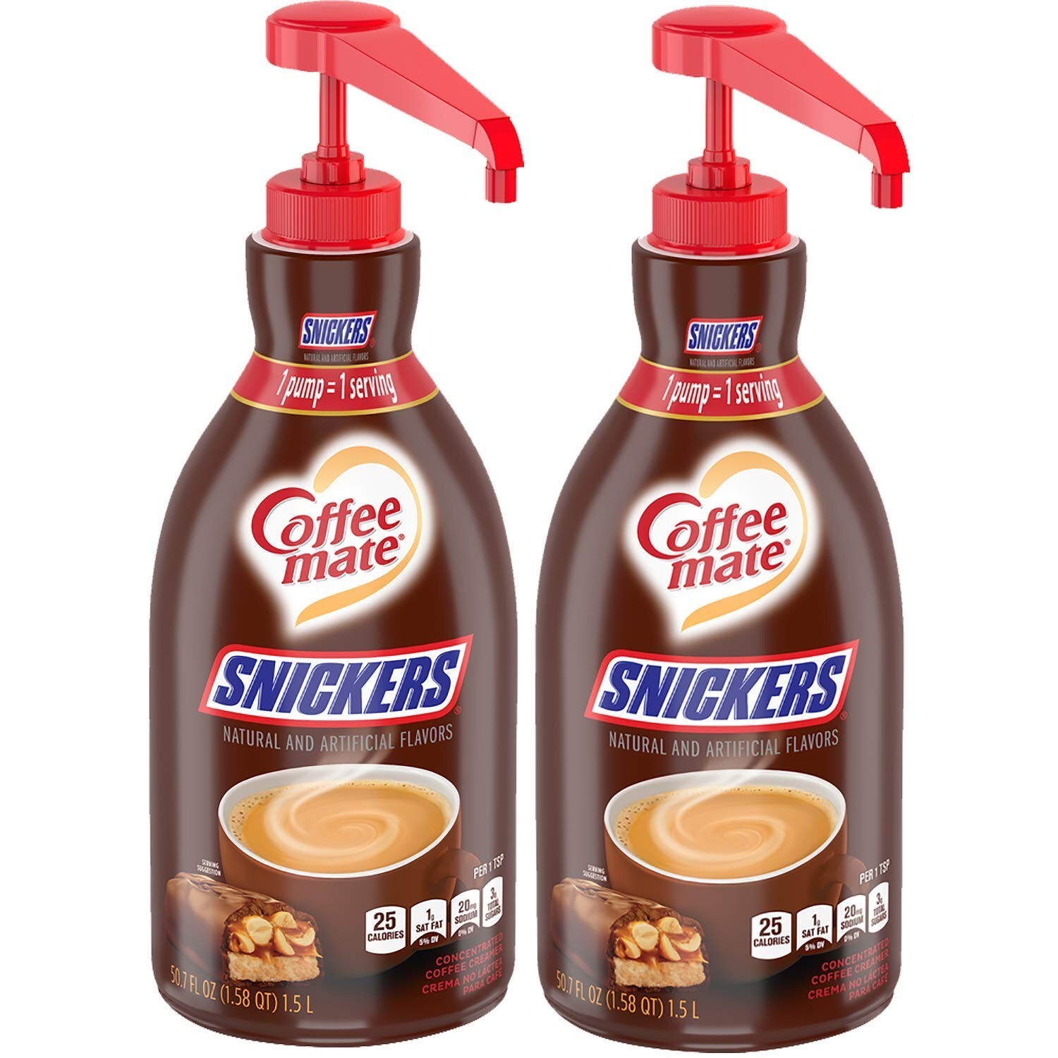 Nestle Coffee mate Coffee Creamer, Snickers, Concentrated Liquid Pump Bottle,...