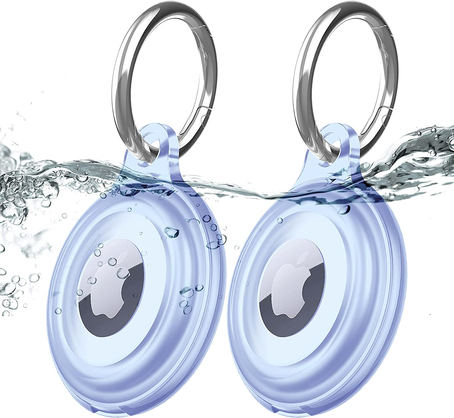 2 Pack IPX8 Waterproof Airtag Keychain Case Lightweight Anti-Scratch Durable Design