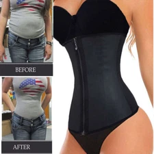 Fajas Colombianas Zip Latex Rubber Waist Trainer Weight Loss Cincher Slim Girdle