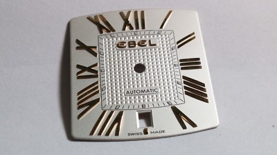Ebel Automatic Dial Silver/Gold Swiss Made curved rectangle 24.2mm x 27.6mm Swis
