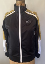 Vintage Y2k Kappa Track Jacket Black & Gold Cording Trim- Women’s Small