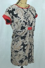 THML Paisley Printed Shift Dress Size Small Cap Sleeves Fully Lined Mini