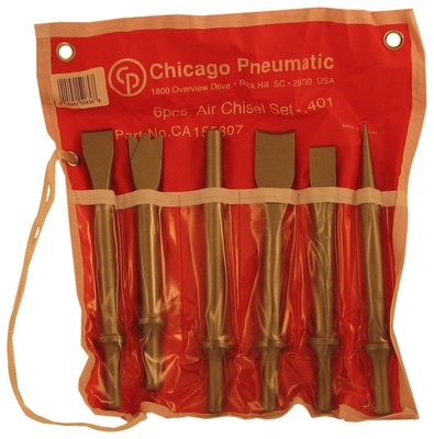 Chicago Pneumatic 6pc .401 Air Hammer Chisel Set with Pouch # CP CA155807