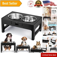 Premium Stainless Steel Elevated Dog Bowl Stand - 3 Heights for All Life Stages