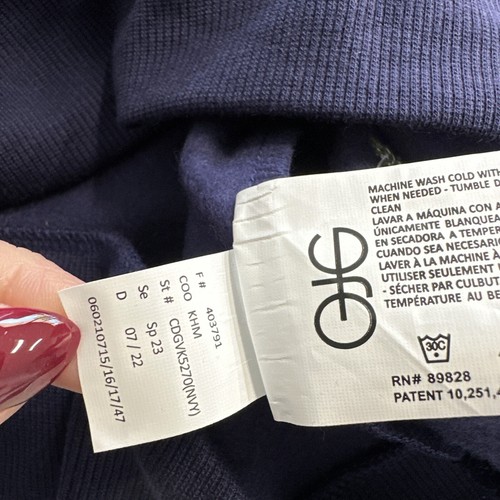 Gloria Vanderbilt embroidered Navy Blue Womens Floral Sweatshirt NEW LARGE Flowe - Picture 11 of 15