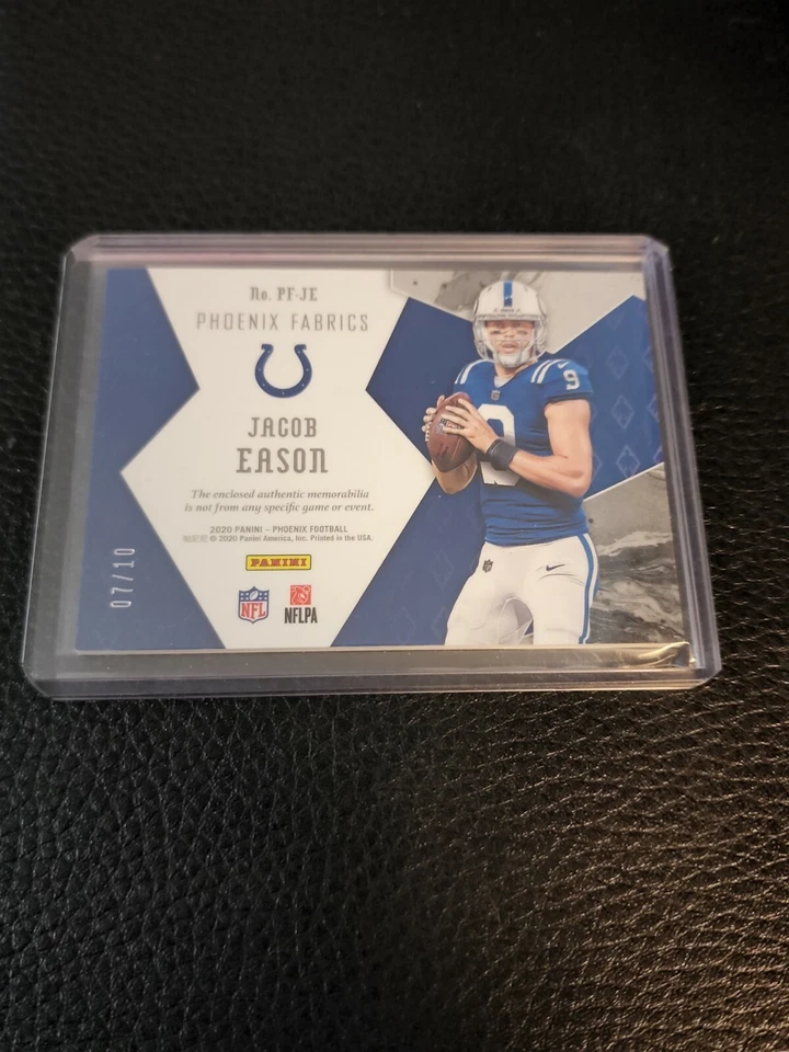 2020 PANINI PHOENIX FABRICS ROOKIE PF-JE #7/10 JACOB EASON COLTS!! - Image 2 of 2