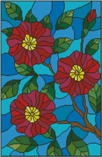 Red Flowers Stained Glass Counted Cross Stitch Chart No.14-169 