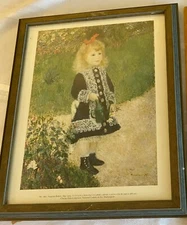 Renoir “A Girl With Watering Can” 1876 Print Matted in Wood Frame Under Glass