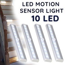10 LED Motion Sensor Lights PIR Wireless Night Light Battery Cabinet Stair Lamp