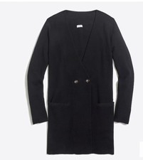 New J.Crew Mercantile Collarless Sweater Blazer Cardigan Black Sz S J8002 98