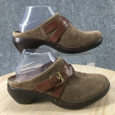 Easy Spirit Shoes Womens 9 M Cydonia Mule Clog Beige Leather Buckle Wedge Casual