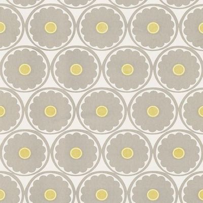Wallpaper Retro Mid Century Flower Power Taupe Yellow & Off White 56 Sq Ft Bolt