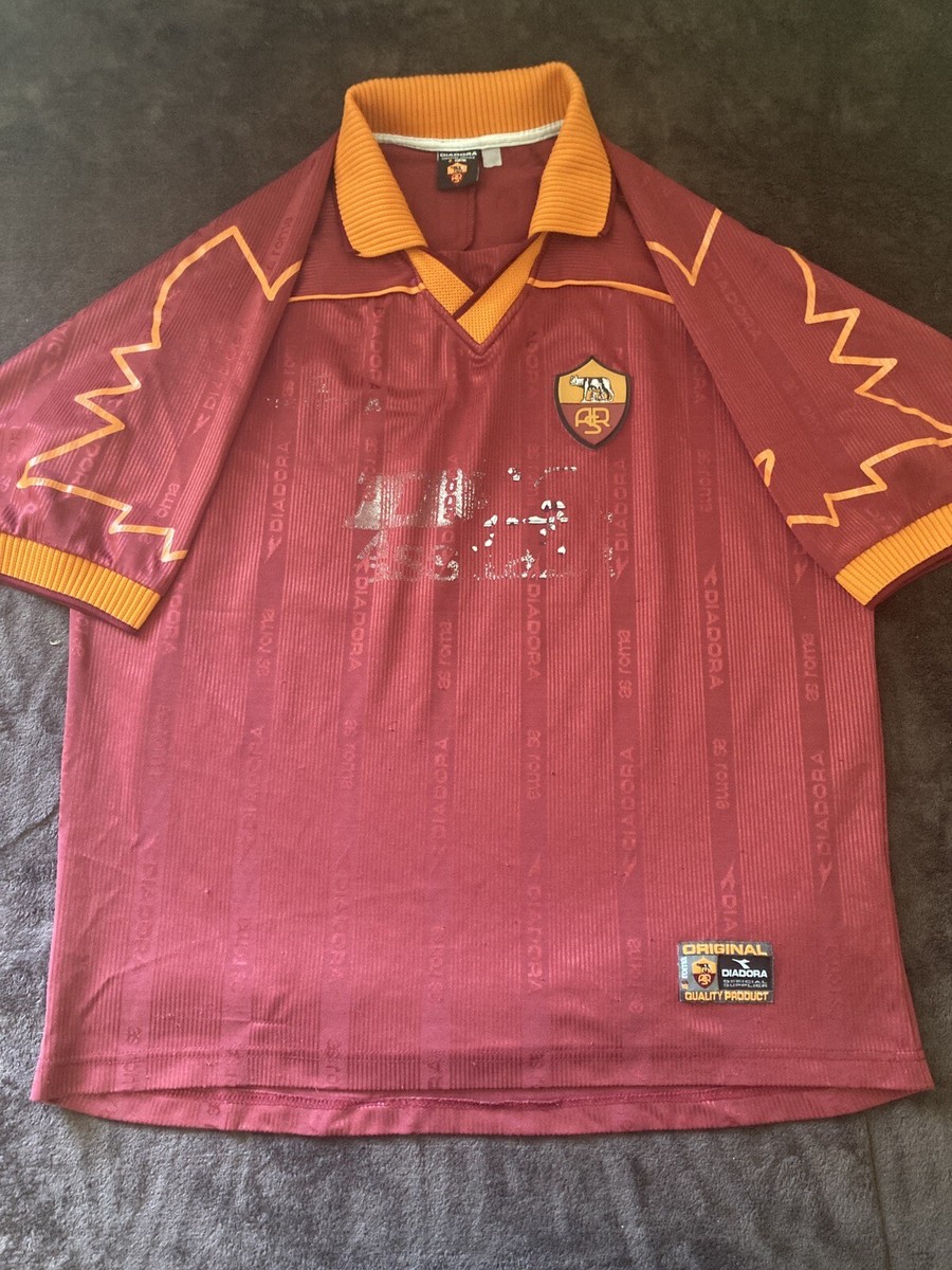 99-00 ASローマ diadora製TOTTI 半袖 ホーム ユニフォーム Diadora Authentic AS Roma 1999/00 Totti Home Jersey Size XL