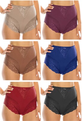 Pack Of 6 High Waisted Briefs Tummy Control Girdles Lace Lot Panties #31 Sz 2XL