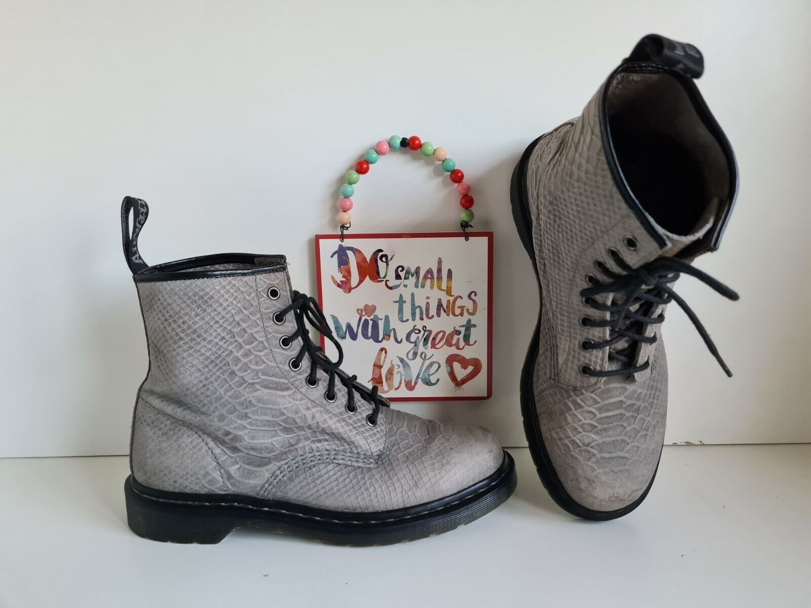 Verslaggever Klap bunker RARE Dr Doc Martens 1460 grey pascal snake croco 8 eyelet boots UK9 EU43  US10 | eBay