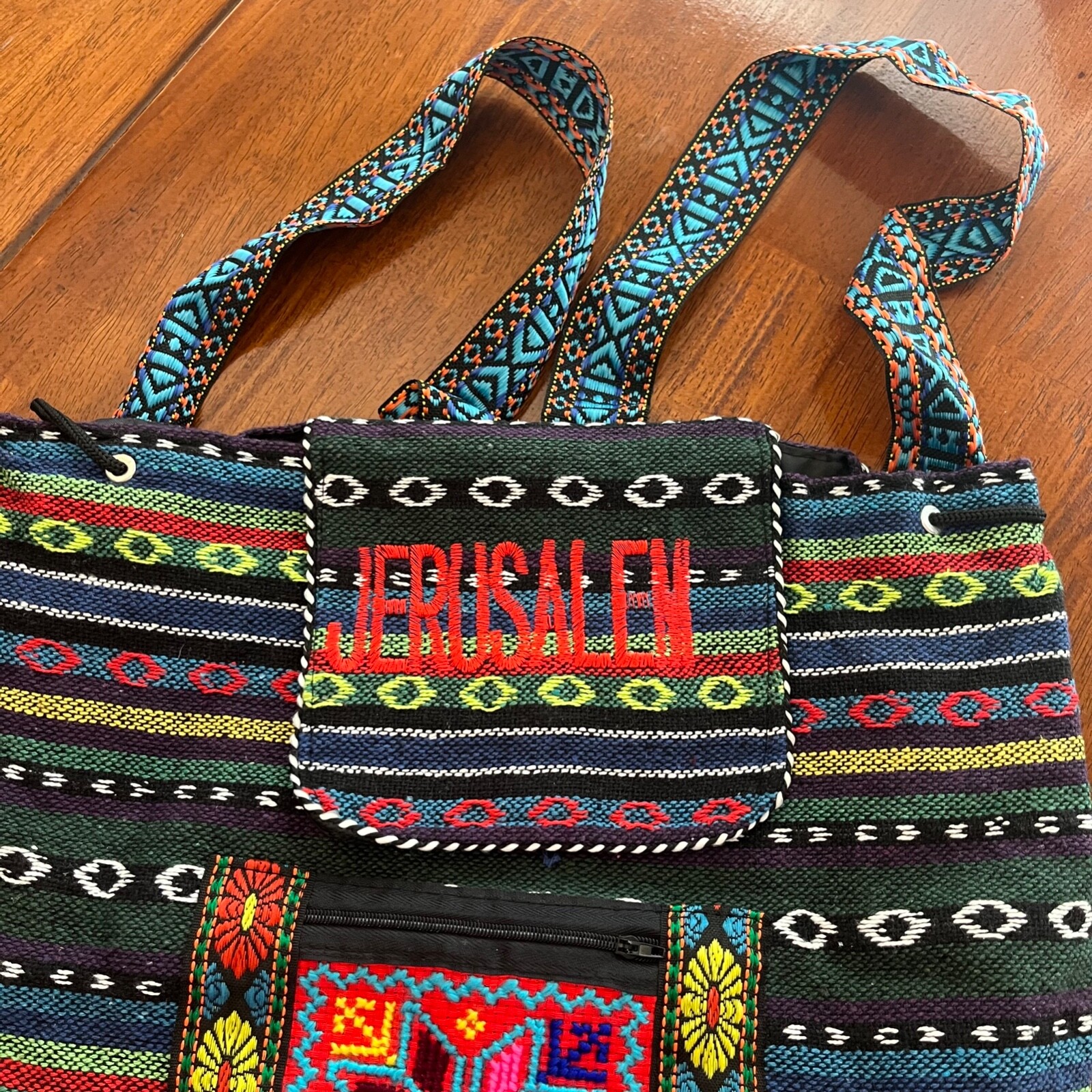 Hand Embroidered Jerusalem Backpack Boho Style Ma… - image 10