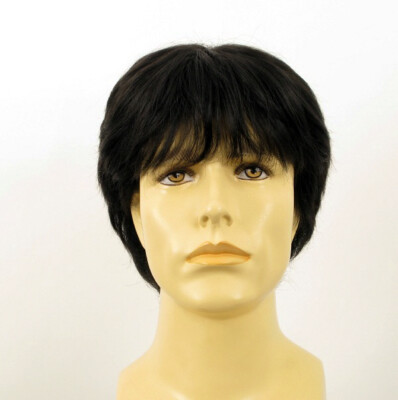 Perruque Courte Pour Homme Cheveux Naturels Noir - Style Naturel, Bonnet Moyen