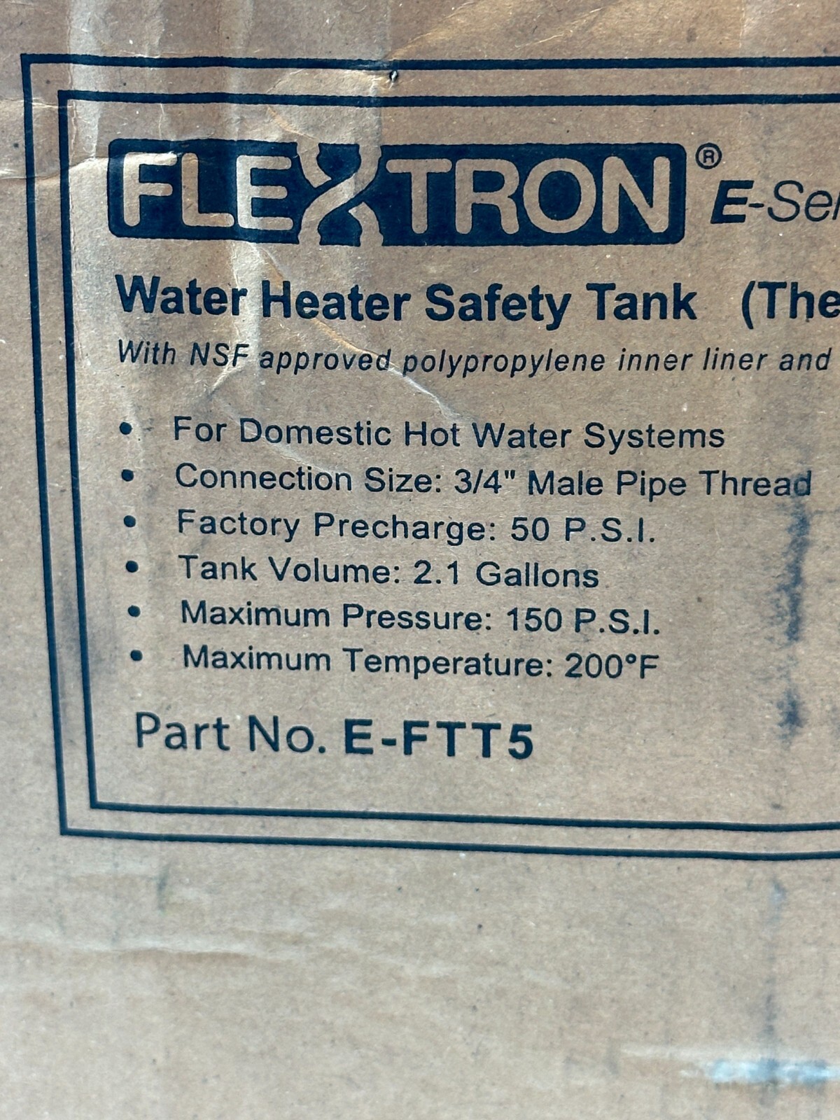 Flextron EFTT5 Water Heater Safety Tank Thermal Expansion Tank NEW