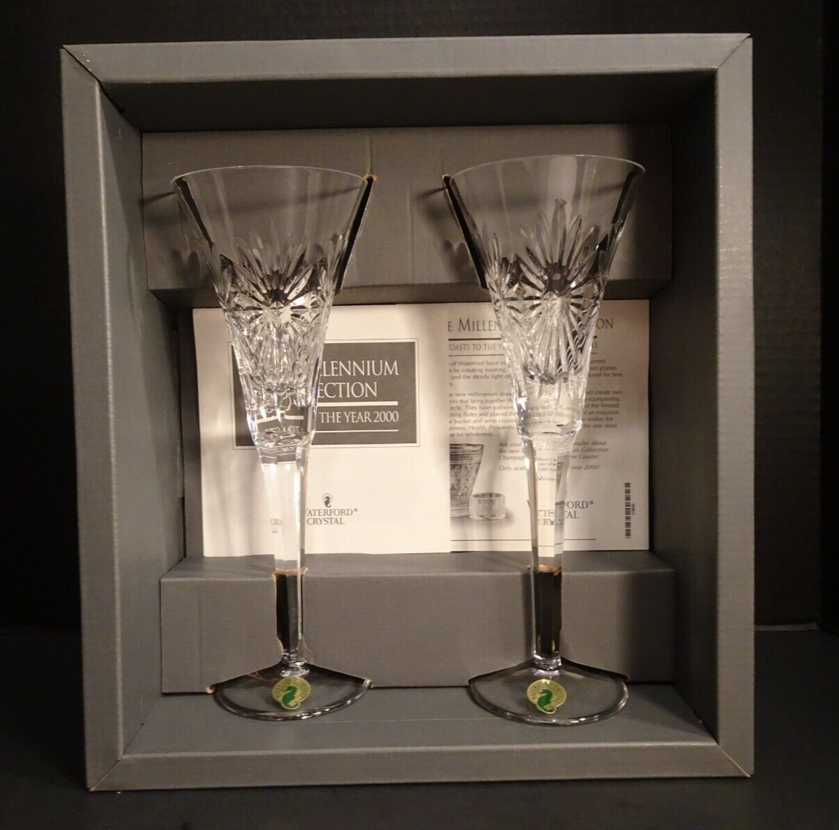 Waterford Millennium Collection 2 Toasting Flutes - Health - w Box