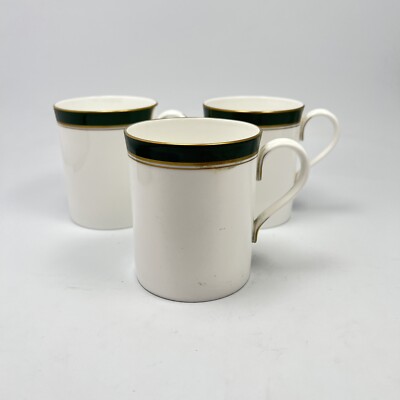 Royal Worcester Howard Leather Green 12oz Mug (Set of 3) Vintage 1982 Porcelain