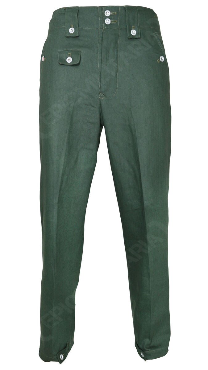 WW2 German Army M43 Reed Green HBT Drill Pants - Combat WW2 German Army M43 Reed Green HBT Drill Pants - Combat