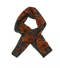 VERA Blue Floral Silk Scarf Hand Rolled 54”/ 14" EC