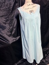 National Aqua Cotton Blend Sleeveless Nightgown Lace Trim Pintuck Nightshirt XL
