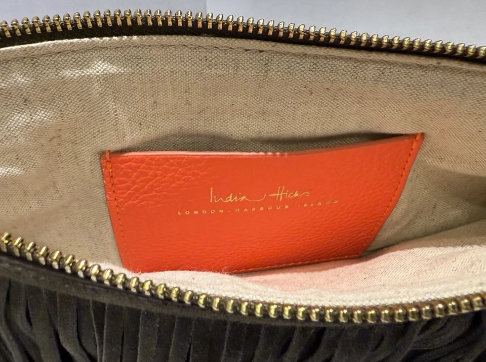 Индия Hicks London зеленый замшевый клатч новый детали роскошь дизайнерская сумка - Изображение 3 из 4