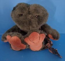 Cute Plush Green Frog with Realistic Orange Eyes