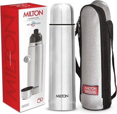 Milton Thermosteel Flip Lid 1000, Double Walled Vacuum Insulated Thermos 1000 ml