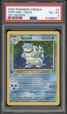 1999 Pokemon FRENCH 1st Edition Base Set Tortank-Blastoise Holo 2/102 PSA 4