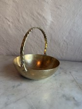 Vintage Brass Basket Trinket Dish With Twisted Handle