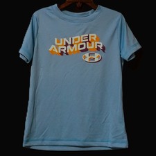 Under Armour Swim Rash Guard Top Graphic Front Logo Short Sleeve Boys Size 5