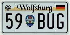 1959 Wolfsburg Germany Vw Volkswagen Metal License Plate No Frame Bug Bus Ghia 1959 Wolfsburg Germany Vw Volkswagen Metal License Plate No Frame Bug Bus Ghia