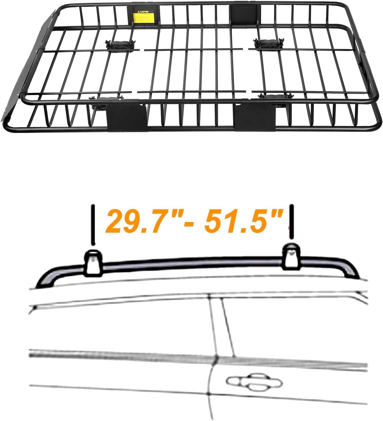 XCAR Roof Rack Basket Rooftop Cargo Carrier with Extension Rack, black 