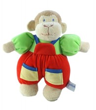 Doudou singe salopette rouge v…