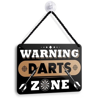 Warning Darts Zone Schild 18x12cm Dartscheibe Dartspieler Geschenk Zubehör Deko