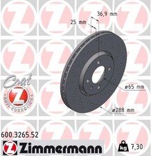 2x ZIMMERMANN Bremsscheibe SPORT Z 600.3265.52 für VW UP 121 122 BL1 BL2 BL3 123