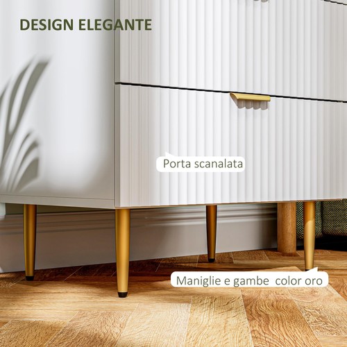 Cassettiera Camera da Letto 4 Cassetti Scanalati Comò Moderna con Maniglie e - Foto 5 di 24