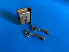 Vintage Brass Half Mortise Cabinet Door Lock R /H + 2 Keys 39mm  X 27mm X 10mm.