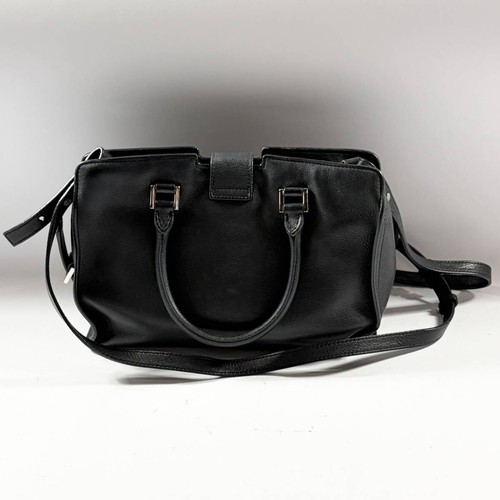 Yves Saint Laurent Downtown Cabas 2Way Satchel Shoulder Bag Black Leather 424868